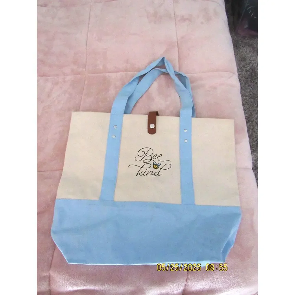 Blue & cream bee tote bag